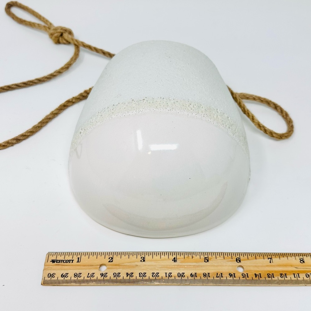 Minimalist Wall Pocket Planter Hanging Ceramic Stoneware White Cream Flat Back - Picture 10 of 12